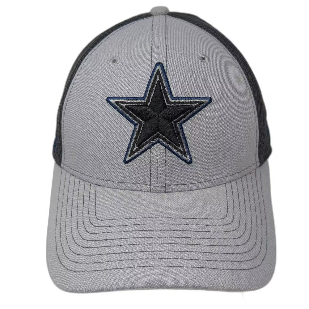 Dallas Cowboys NFL New Era 39THIRTY Gray Black Mesh Back Stretch Fit Hat Size M